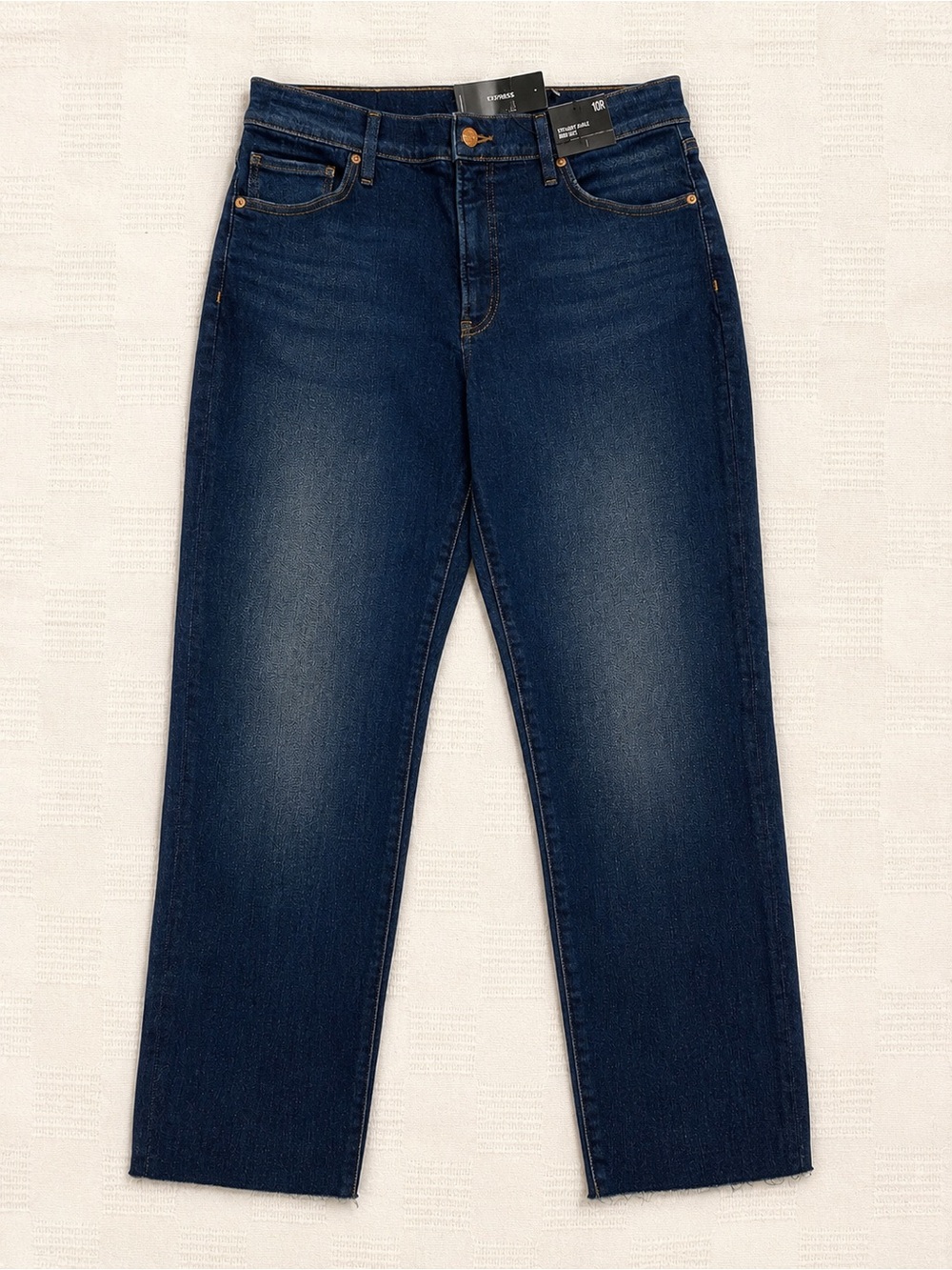 Express Dark Indigo High-Rise Ankle Straight Jeans - Size 10 - Picture 4 of 5